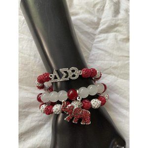 Delta Sigma Theta Bling Beaded Charm Bracelet Set